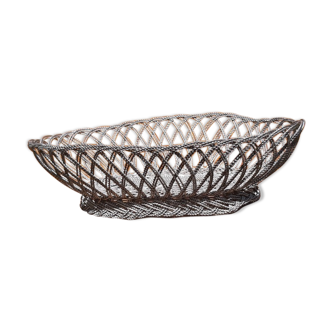 flat basket cut center table in woven metal