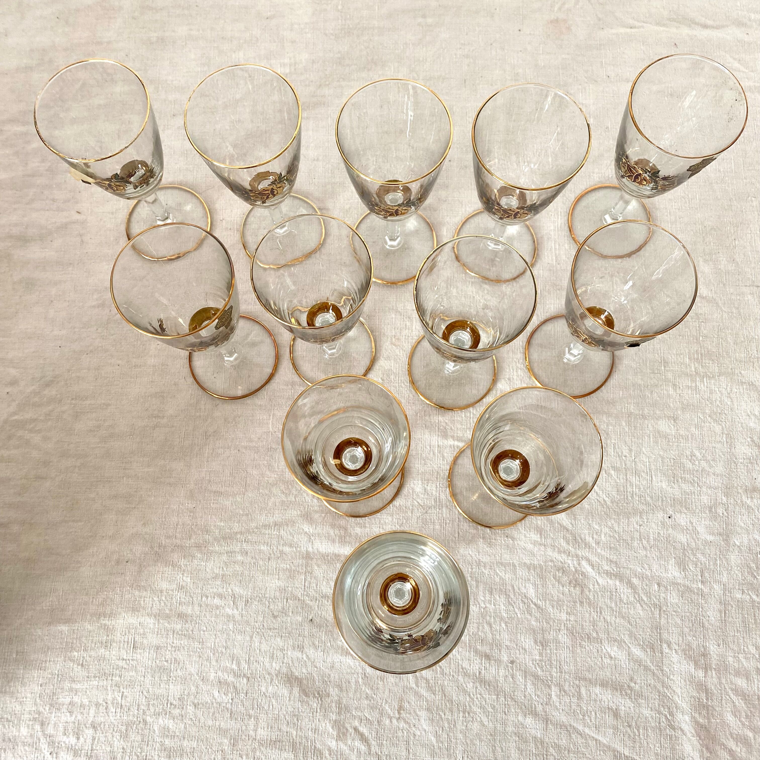 New vintage champagne flutes, 60s, La louvière