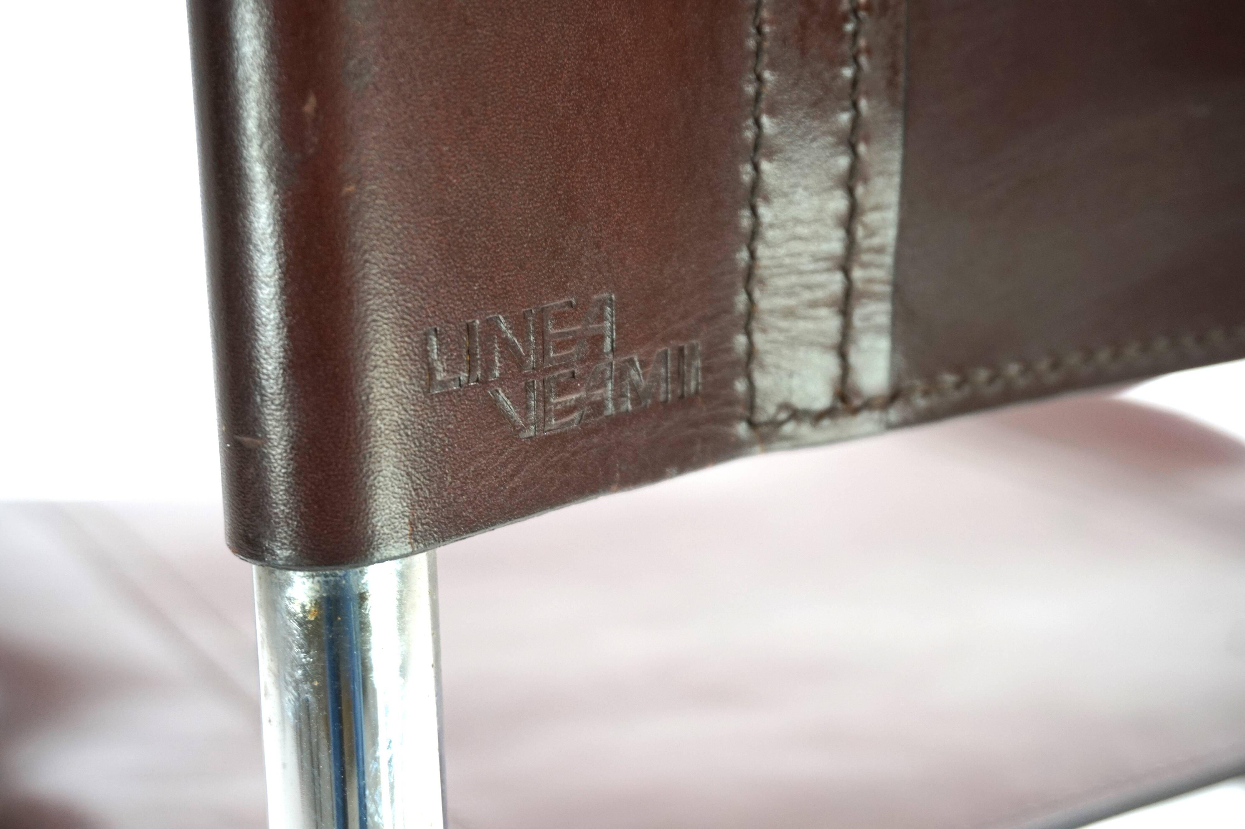 Ensemble de 4 tabourets de bar en acier tubulaire Linea Veam, 1960