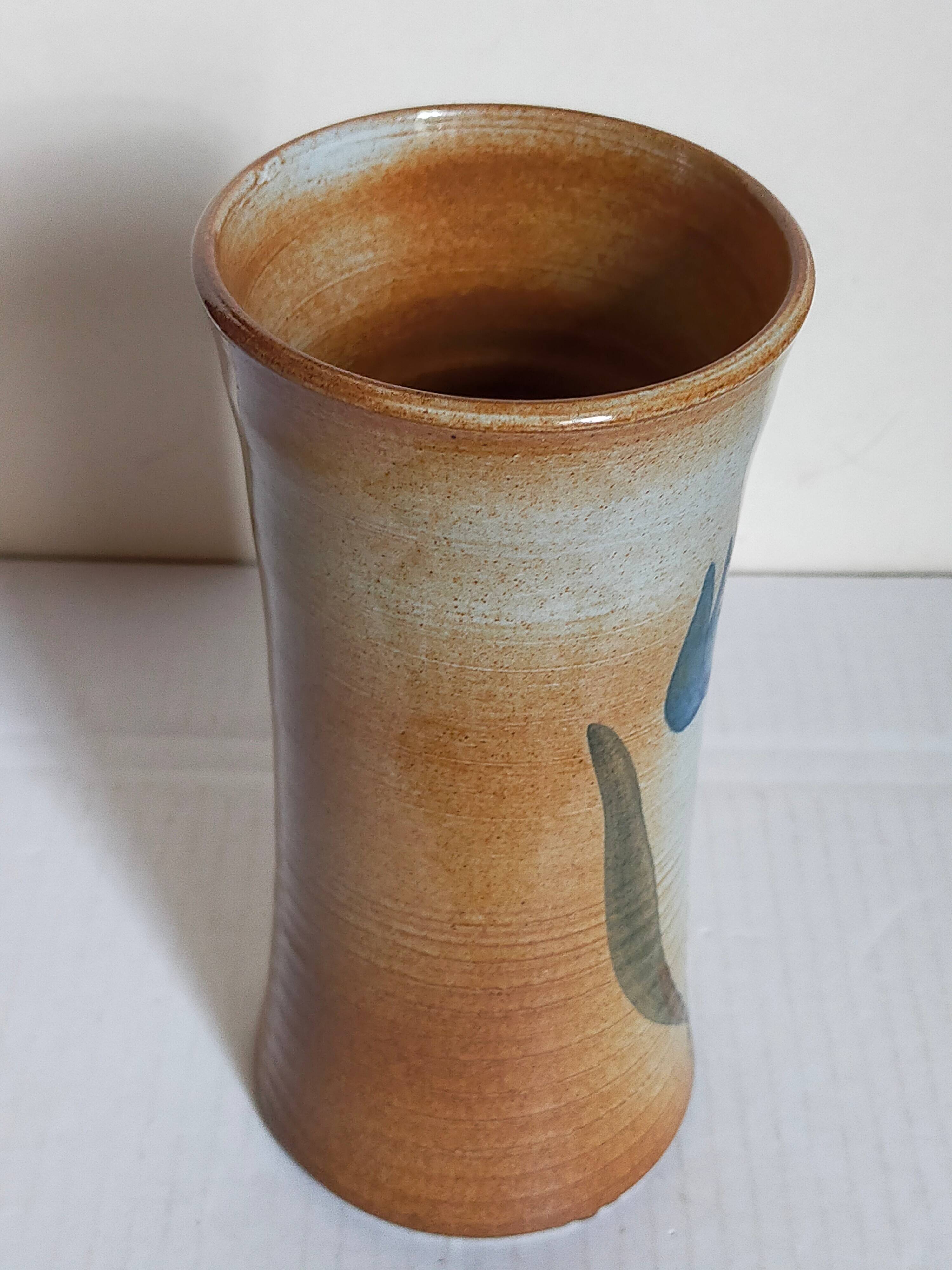 Vintage enameled stoneware potter's diabolo vase