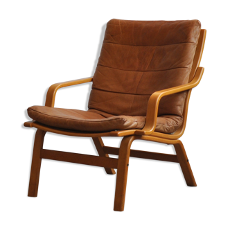 Fauteuil en cuir vintage, des années 1970