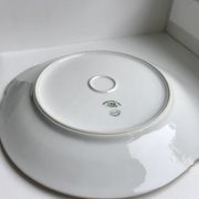Cream and golden cake dish Limoges porcelain 50s