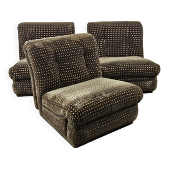 1970s modular fabric armchairs