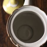 Coffee maker lunéville yellow gilding pink flowers