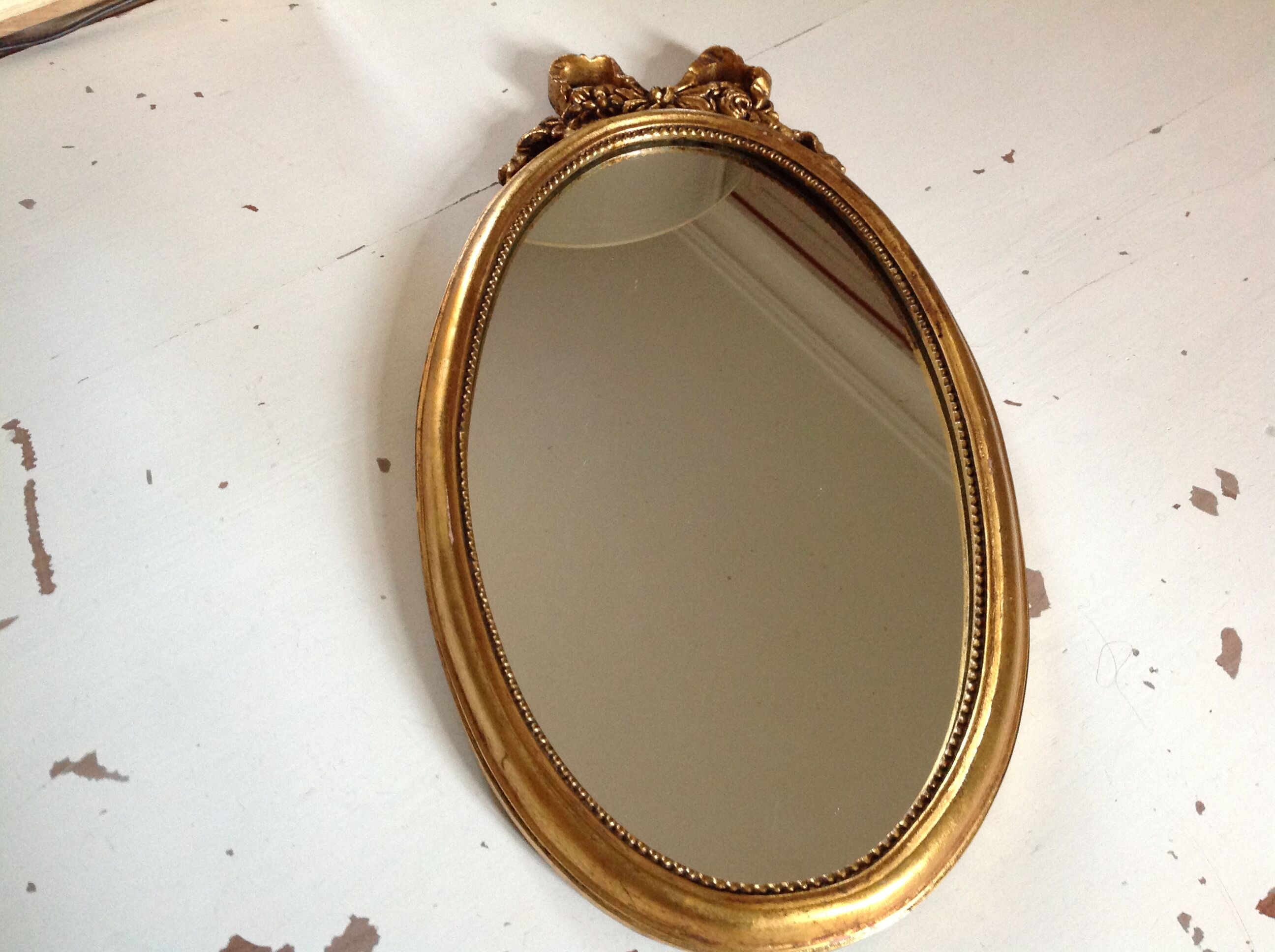 Mirror gold wood medallion - 43x24cm