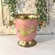 Enamel Ice Bucket – Vintage French Pink Gilt Grapevine Champagne Coole