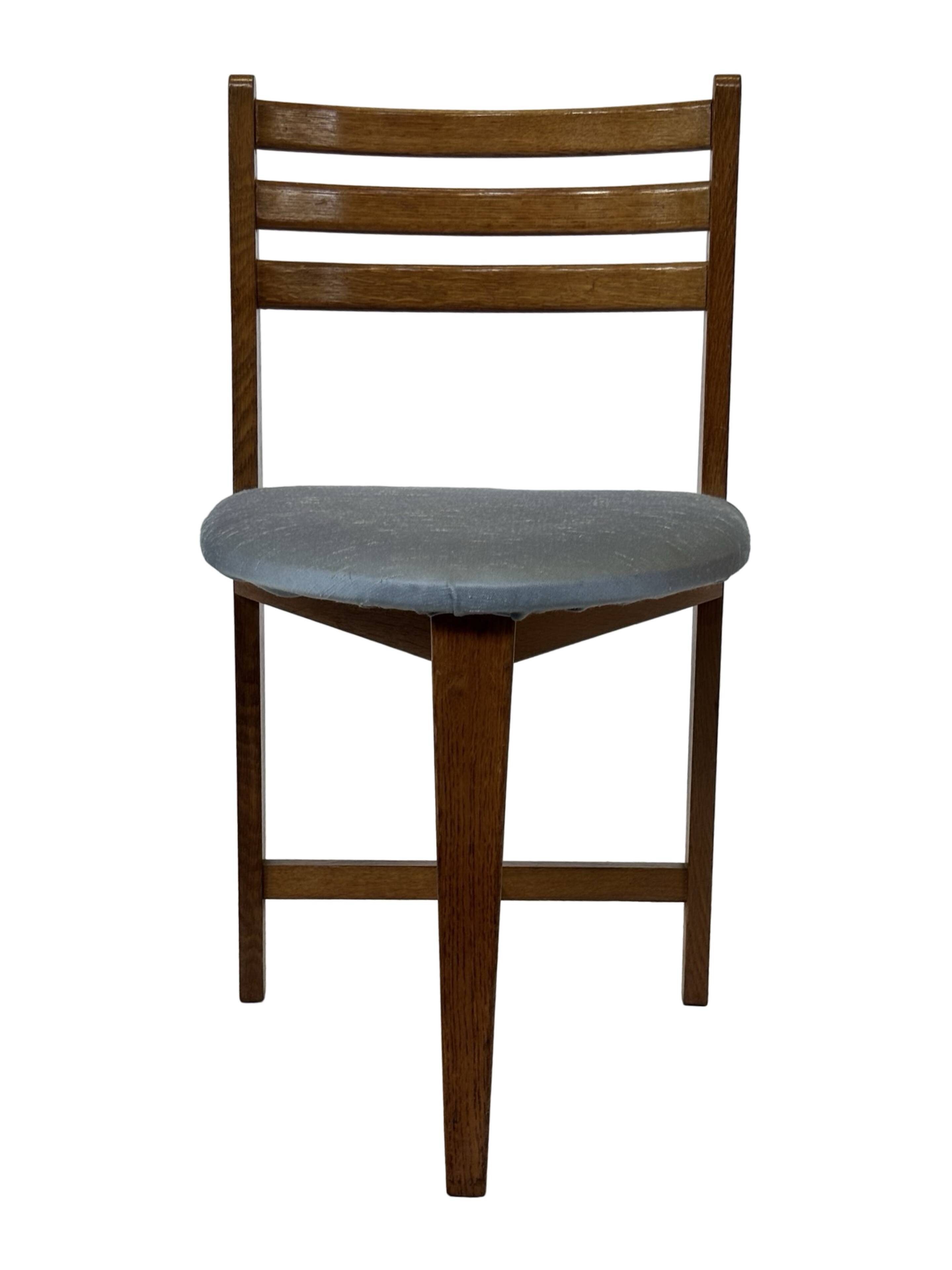 Vintage rare three-legged dining chair 1960s oak heart chair