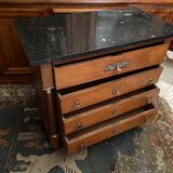 Chest of drawers with columns in blond walnut Empire style XIXth