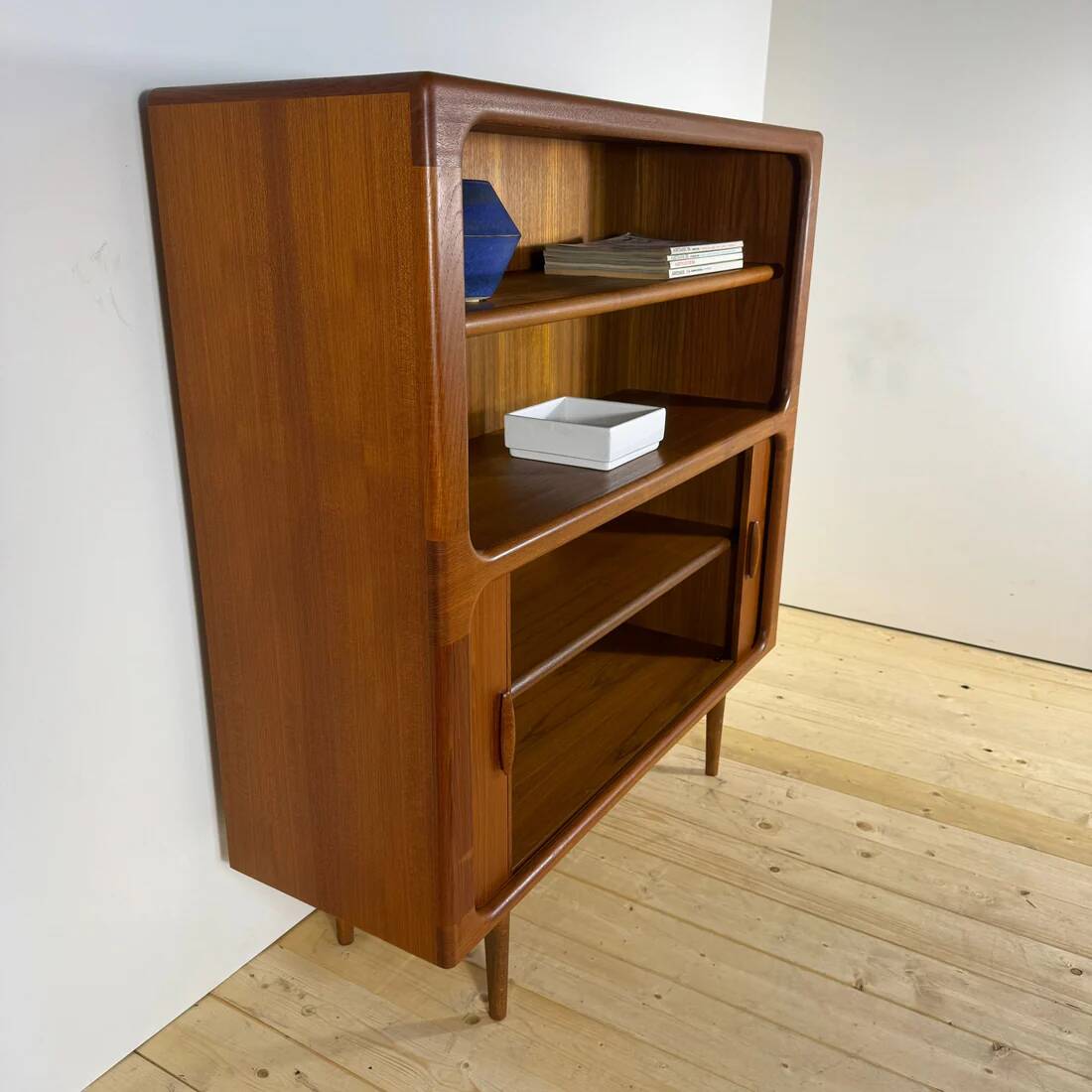 Vintage Dyrlund teak library with sliding doors – Denmark 1960s