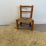 Vintage wooden and straw children's chair
