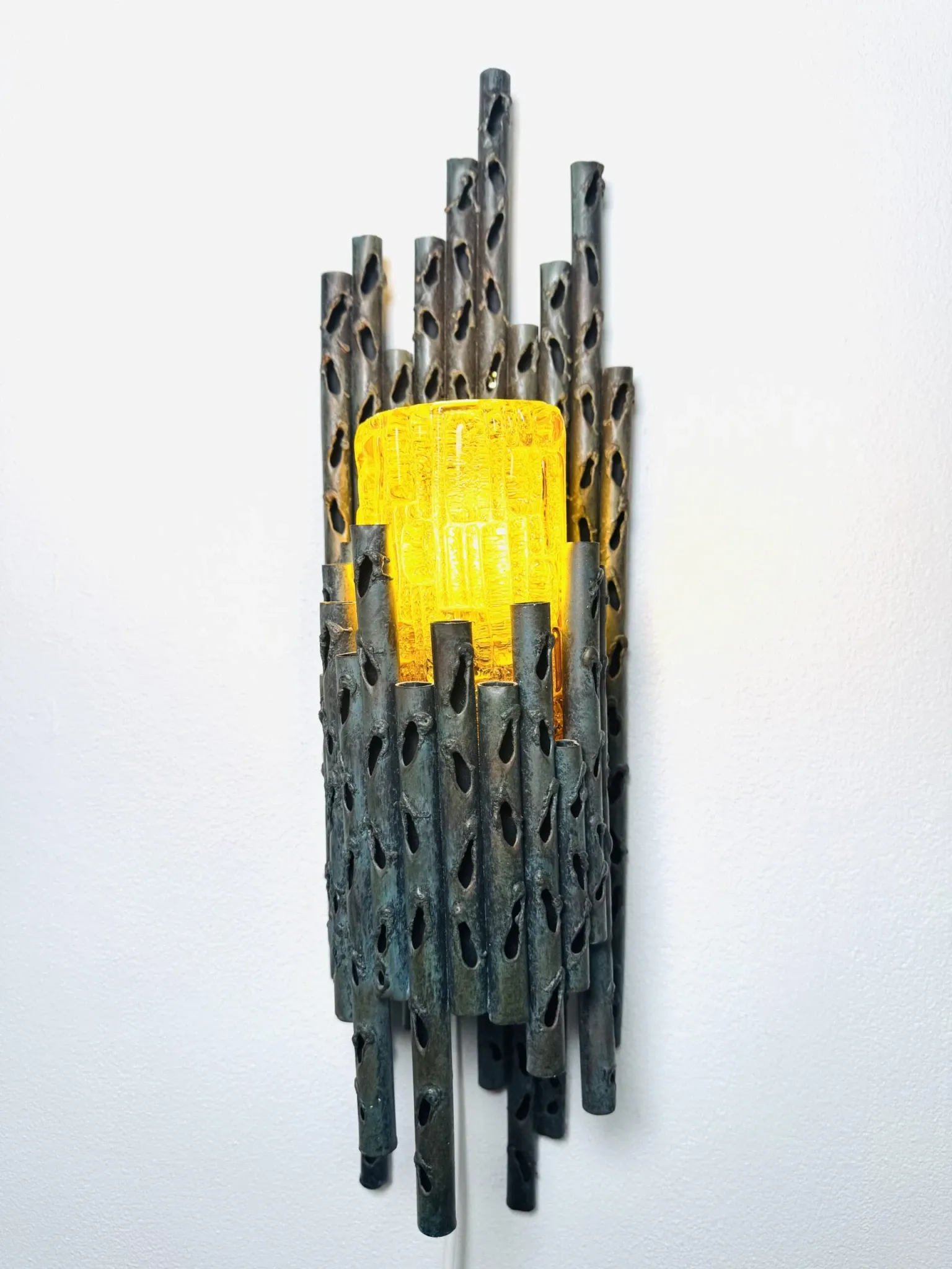 Brutalist Wall Lamp By Marcel Fantoni For Fantoni Studio Firenze, Italy, 1960S