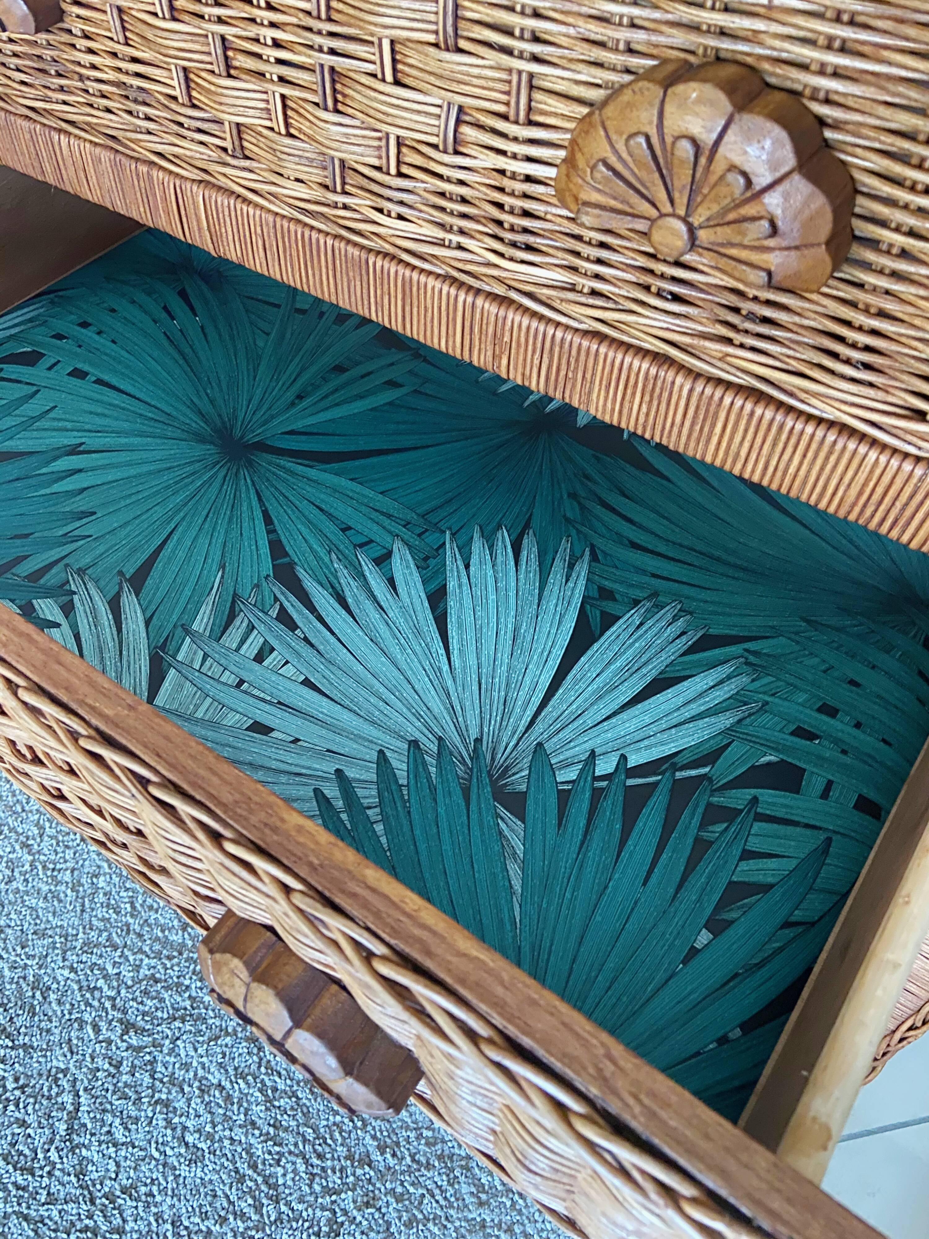 Vintage rattan chest of drawers