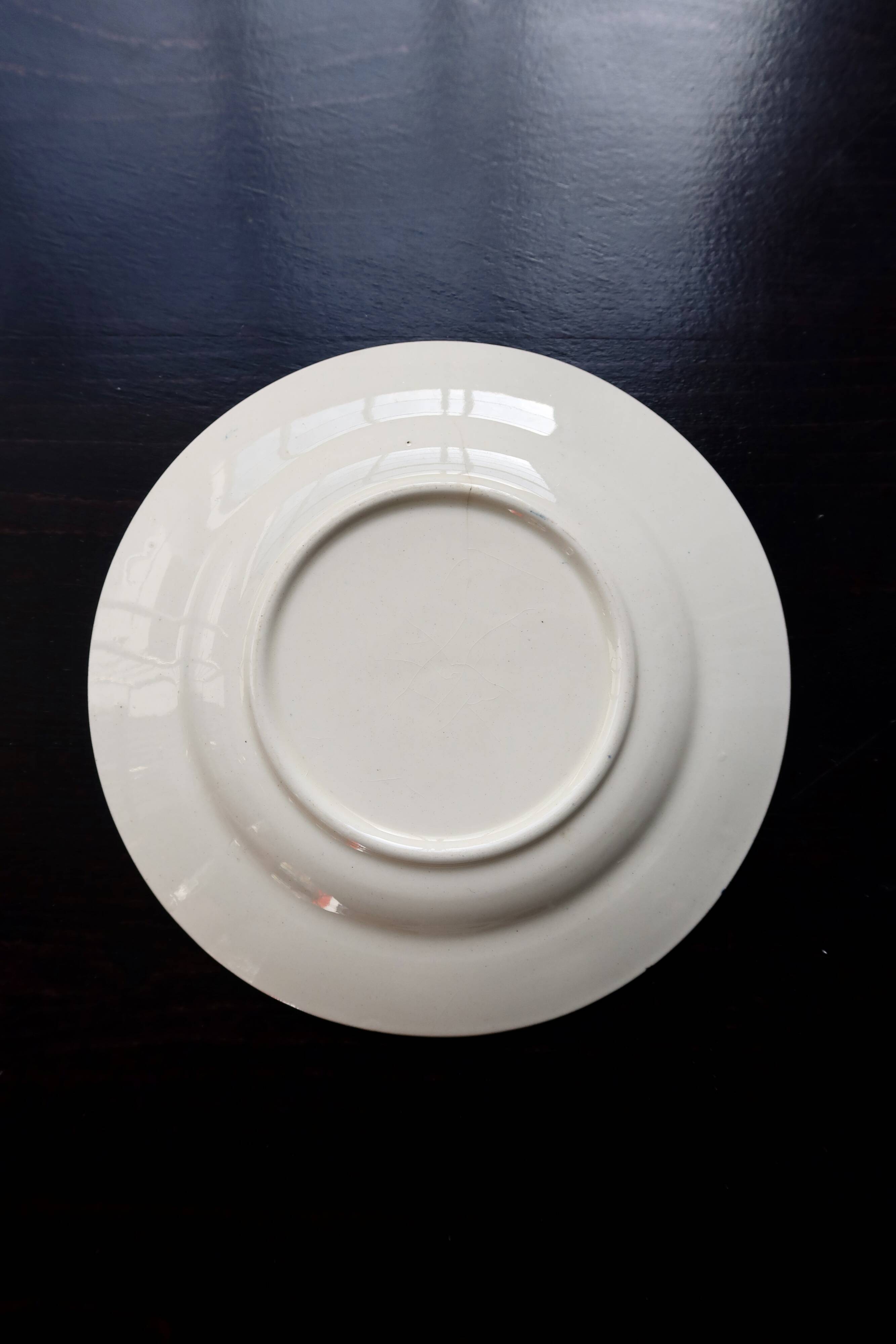 Antique dessert plate, Longchamp ironstone, Denise model.