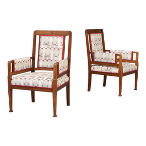 Fauteuils en chêne Art Nouveau