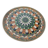 Vintage French decorative plate in brass and mosaic enamel.