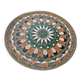 Assiette décorative française en laiton et émail mosaïque vintage