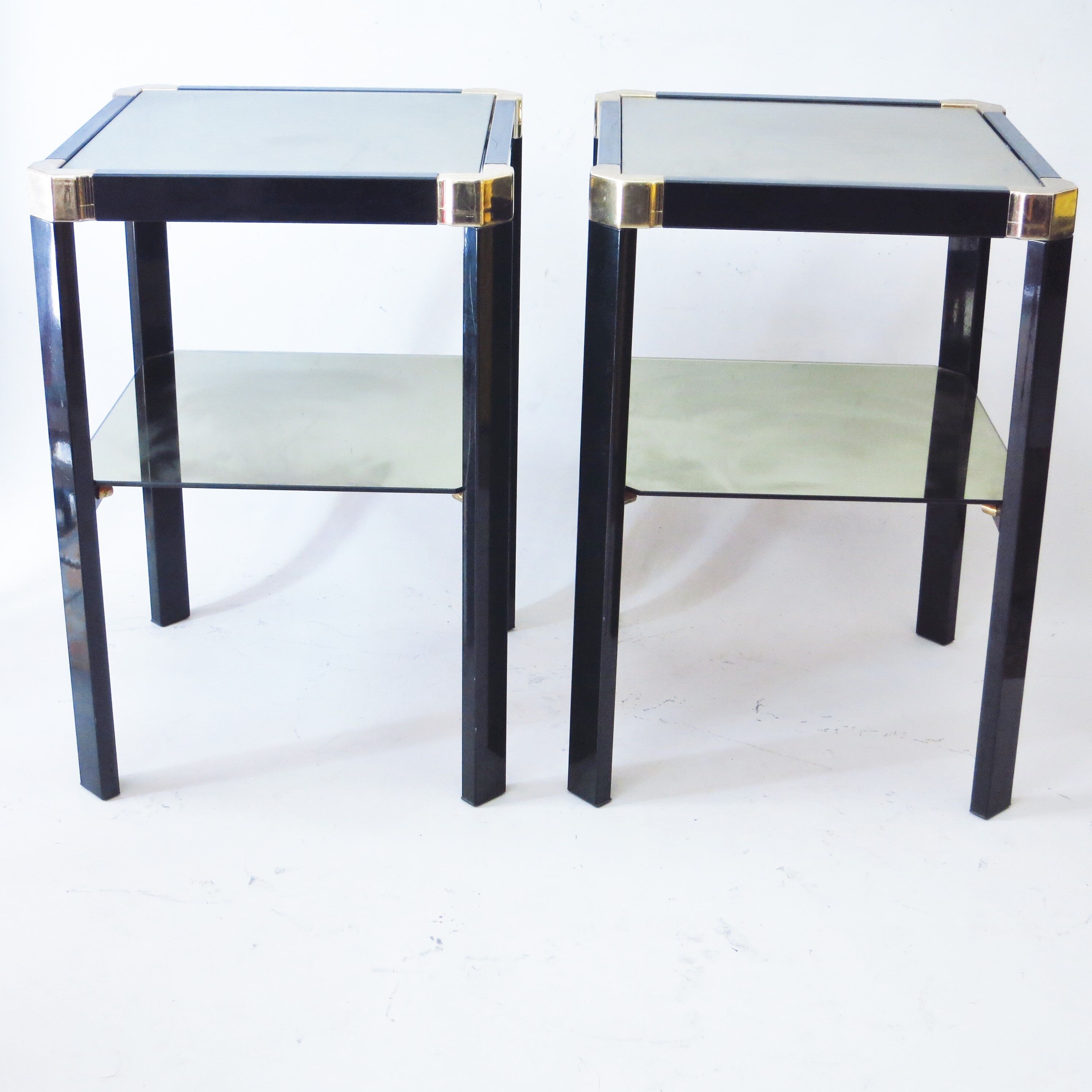 Pair of black and gold side tables Romeo Rega