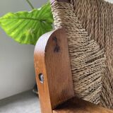 Pair of oak and straw armchairs, reconstruction style