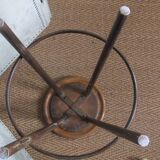 high factory stool made of wood and metal