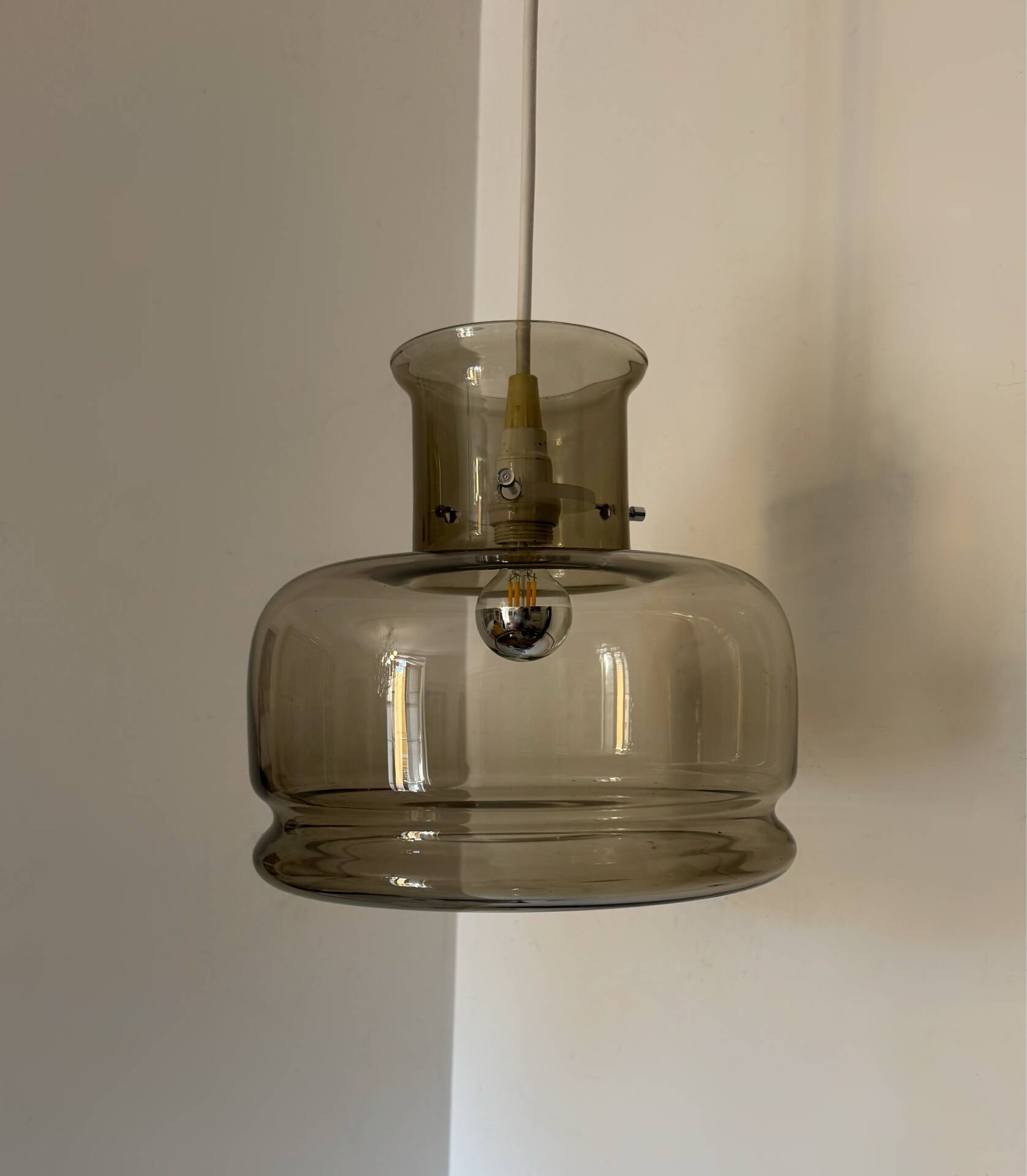 Smoked glass pendant light Space Age 1970s