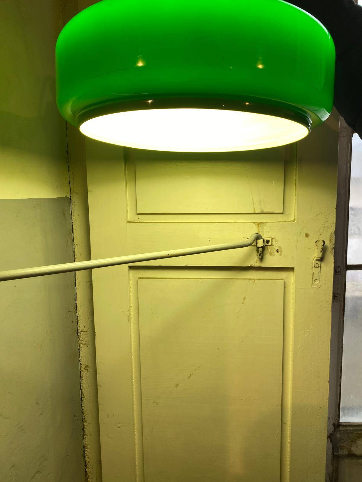 Lustre de billard vintage italien vert, années 1970