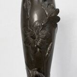 Pewter vase, "Young woman picking a water lily", signed P. Jean, Art Nouveau early twentieth century