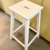Tabouret haut, sellette en bois écru