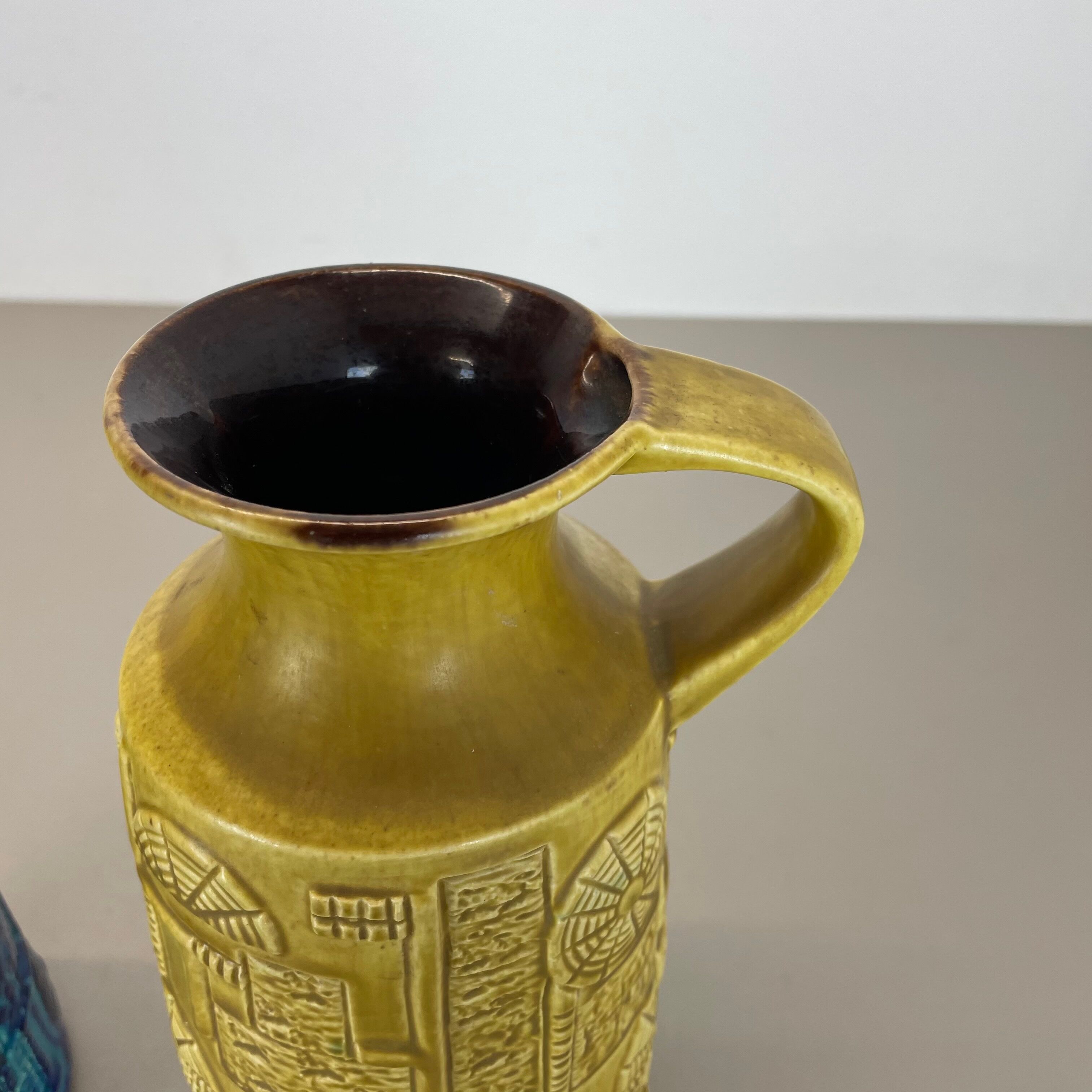 Set of 2 Multi-Color Fat Lava Op Art Pottery Vase by Bay Ceramics Germany, 1970s