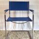 Bauhaus design "cantilever" armchair in blue leather – 80s