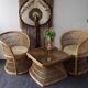 Vintage set of wicker peacock chairs and table 60