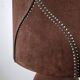 Large vintage suede table lamp with matching shade, 1970s