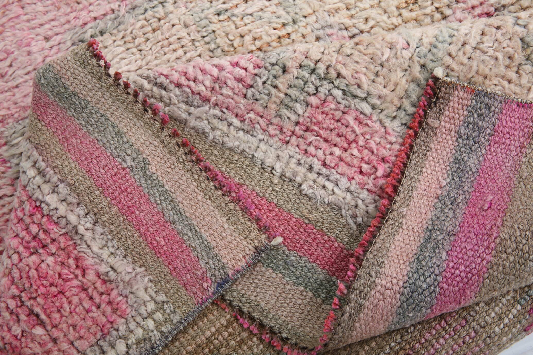 Tapis de couloir Oushak rose pâle