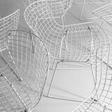 Set of 7 white coated wire chairs by Harry Bertoia for Knoll, 1970s
