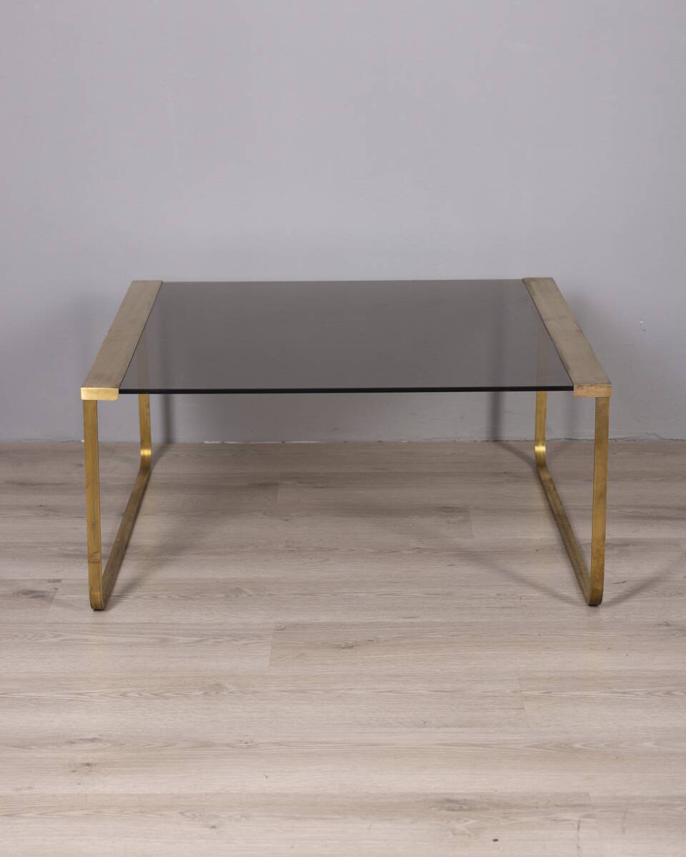 Vintage 1960s italian design brass and glass coffee table