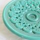 Large vintage turquoise ceramic bowl – Openwork braided pattern