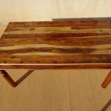 Solid wood and wrought iron table