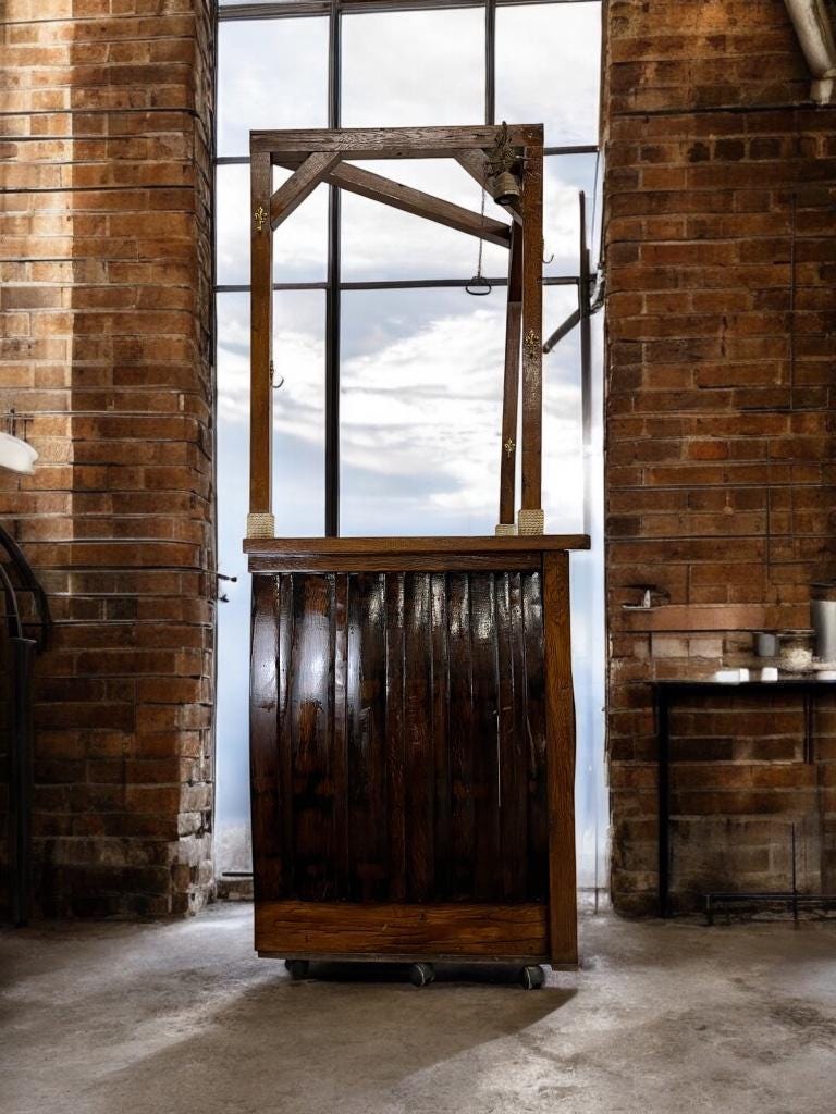 Vintage wooden high bar/counter/bar cabinet with cloche