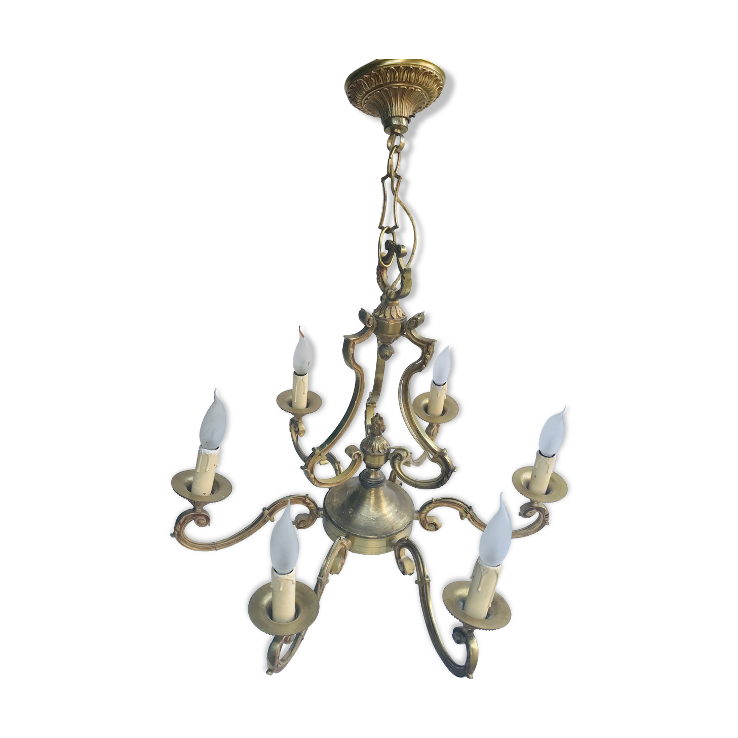 Lustre en bronze doré style Louis XVI