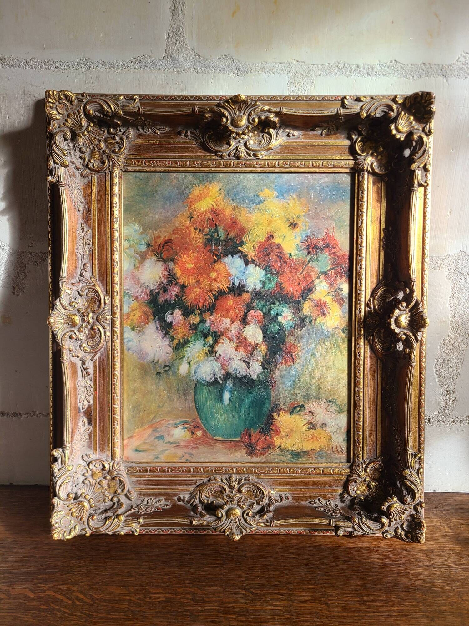 Tableau reproduction Renoir Bouquet de Chrysanthèmes et cadre