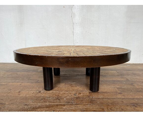 Coffee table Roger Capron model the herbariums, design 1950 1960 vintage