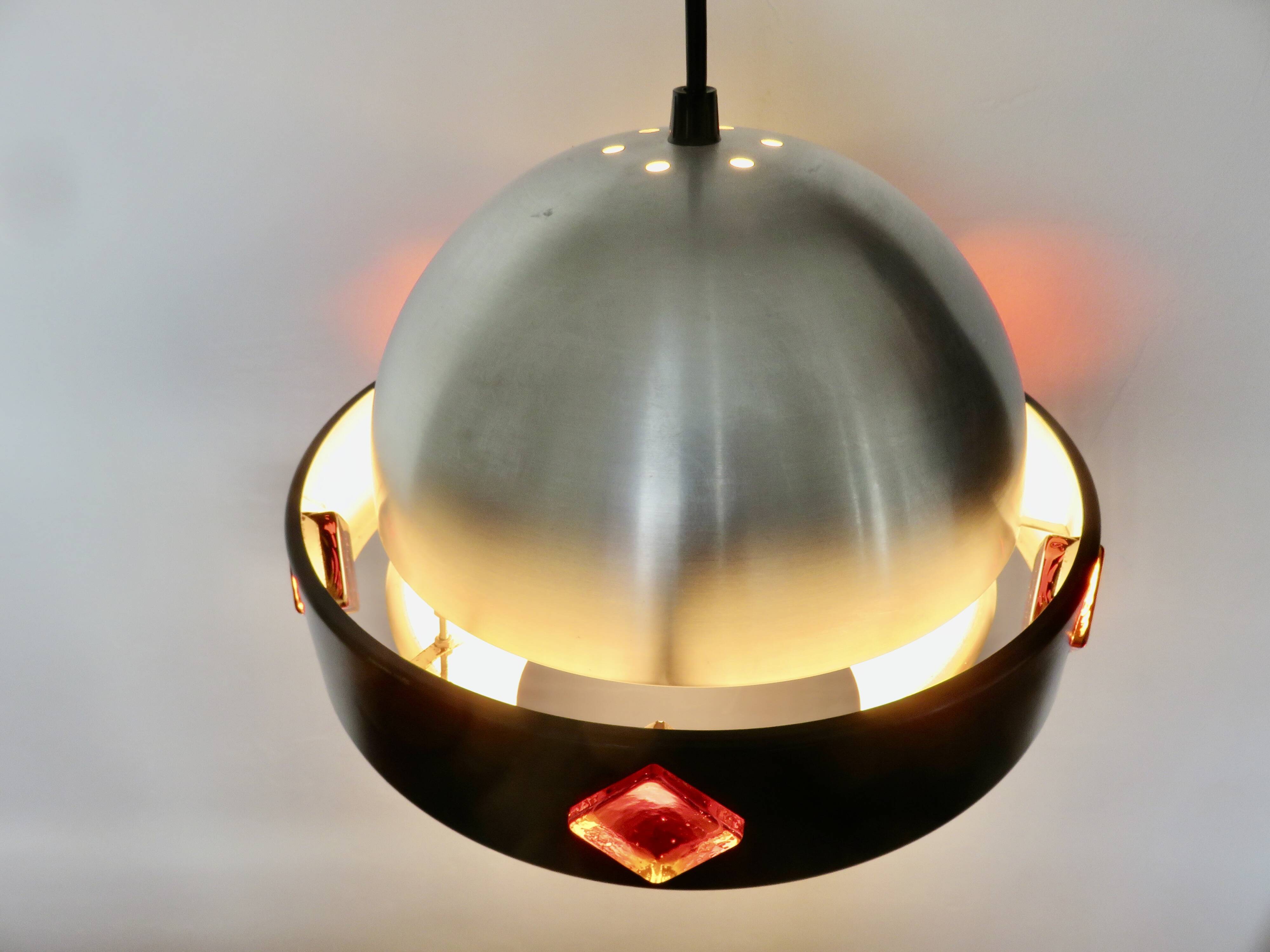 Space Age "Saturn" pendant light, 1970, aluminum, metal, resin