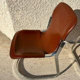Paire de chaises cuir et métal chromé année 70