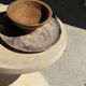 Petrified wood catchall or dish, grey with black rim, D29.5x25.5 -3321
