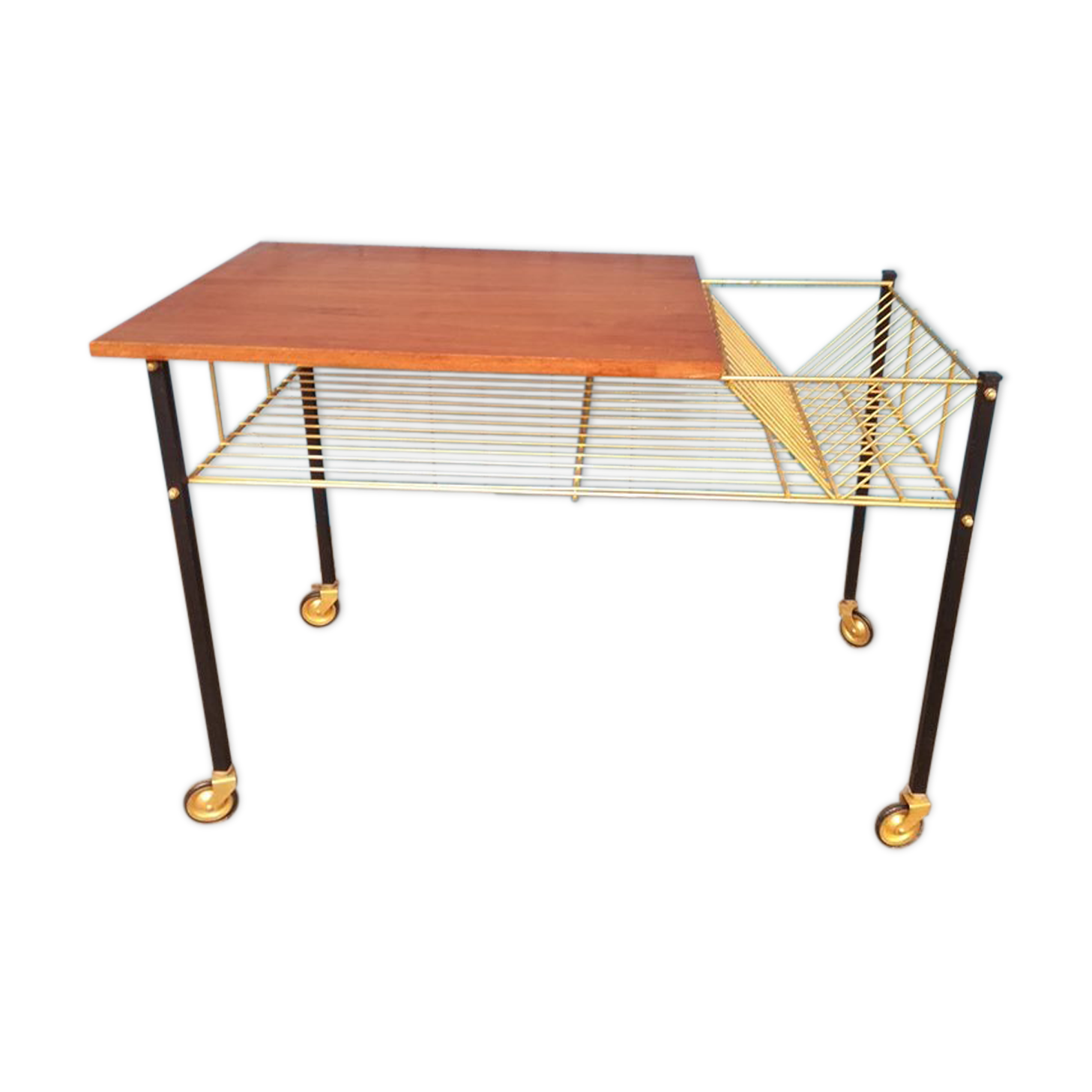 Table basse en laiton et bois