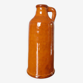 Vase with handle, in orange ceramic 50s 60s