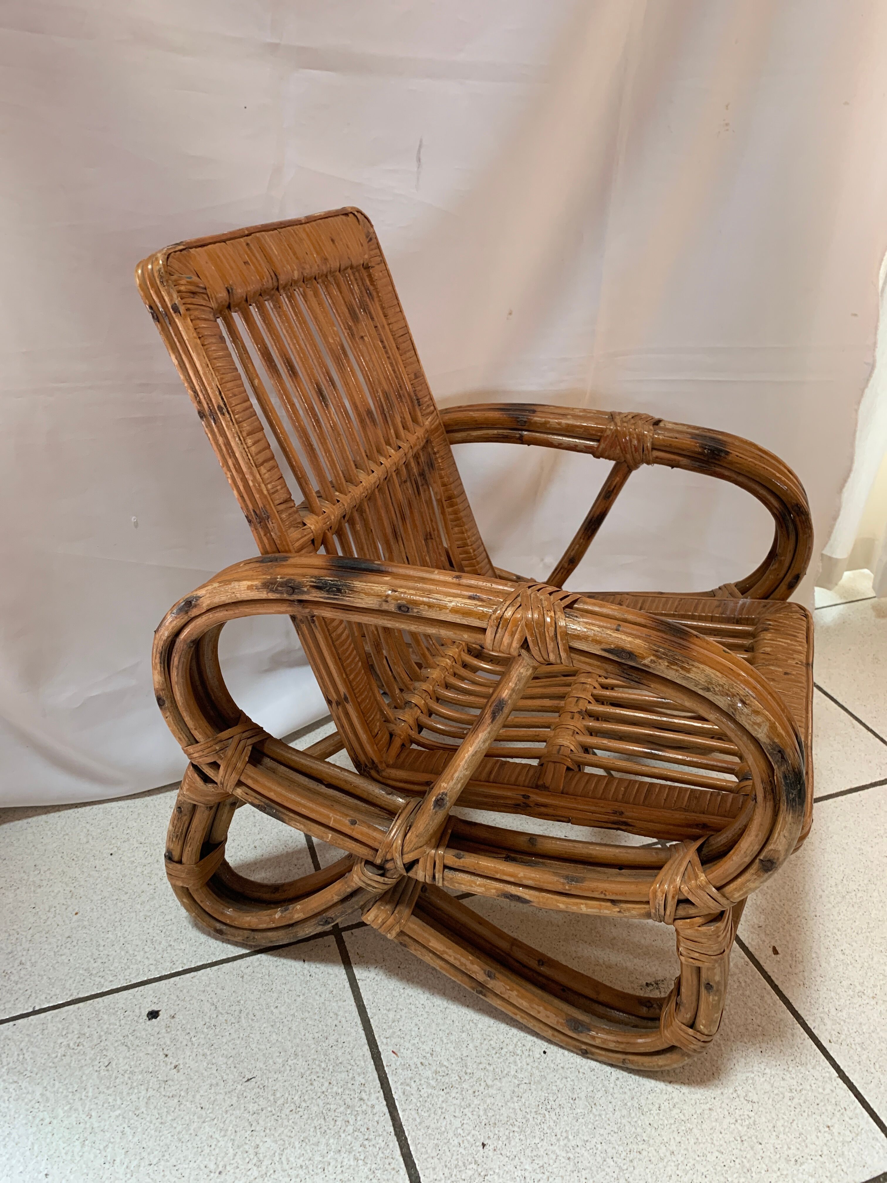 Low bamboo armchairs
