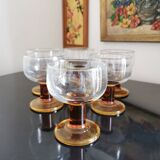 Set of 6 amber stemmed glasses