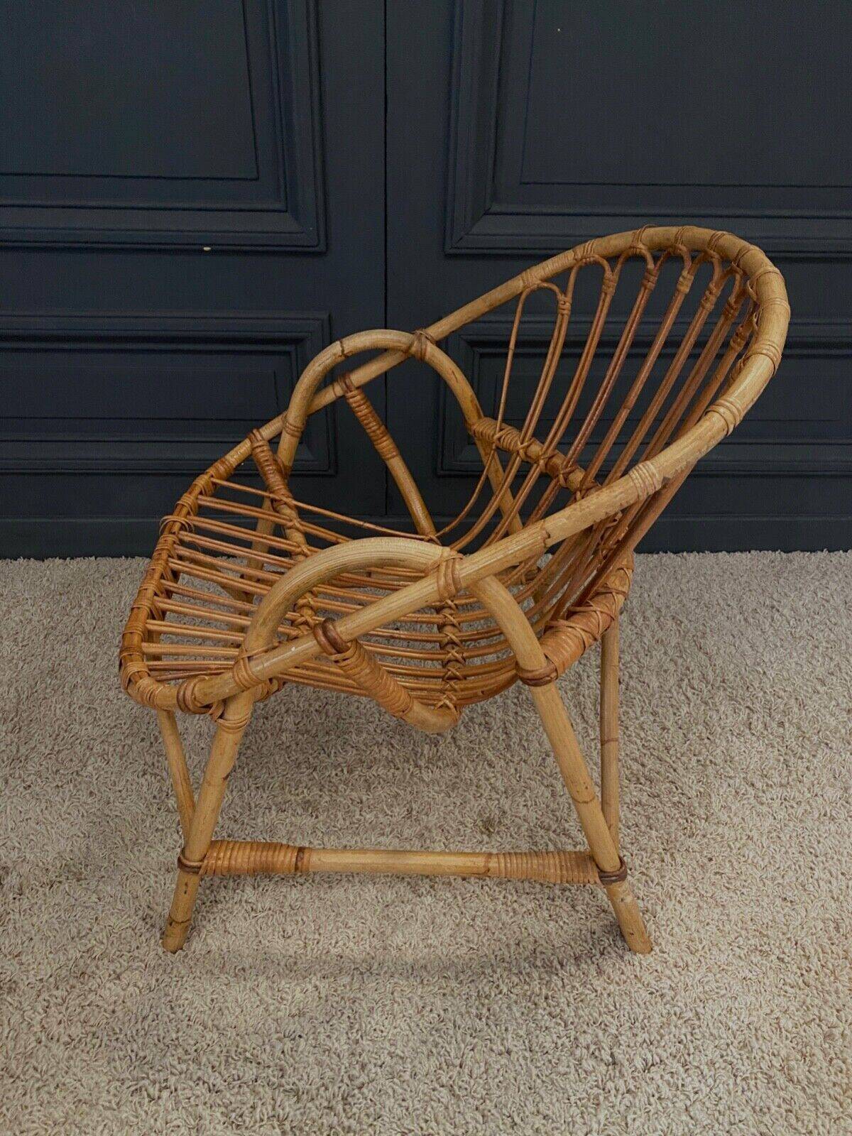 Paire de fauteuils en rotin, travail français 1960