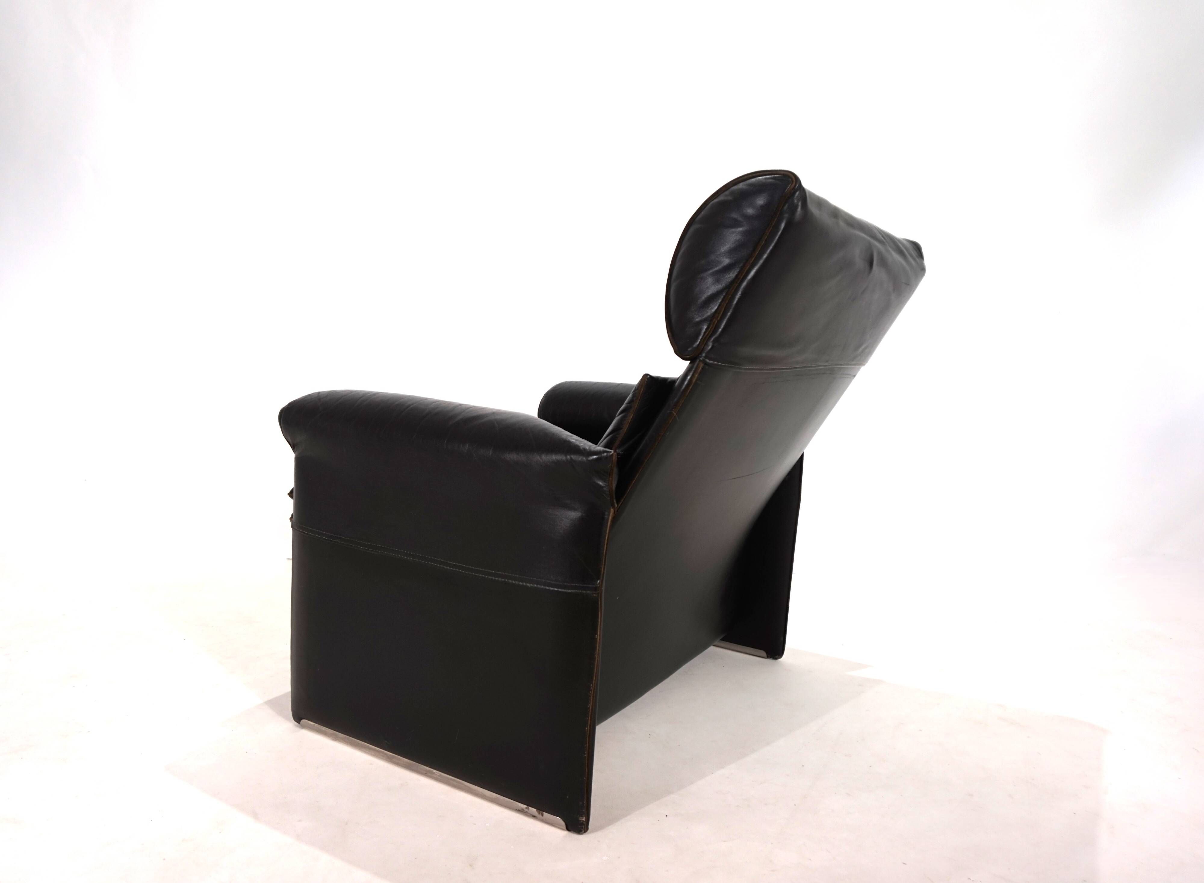 Saporiti Italia leather armchair by Giovanni Offredi, 1970
