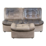 Grey leather elements design sofa 2 elements + footstool
